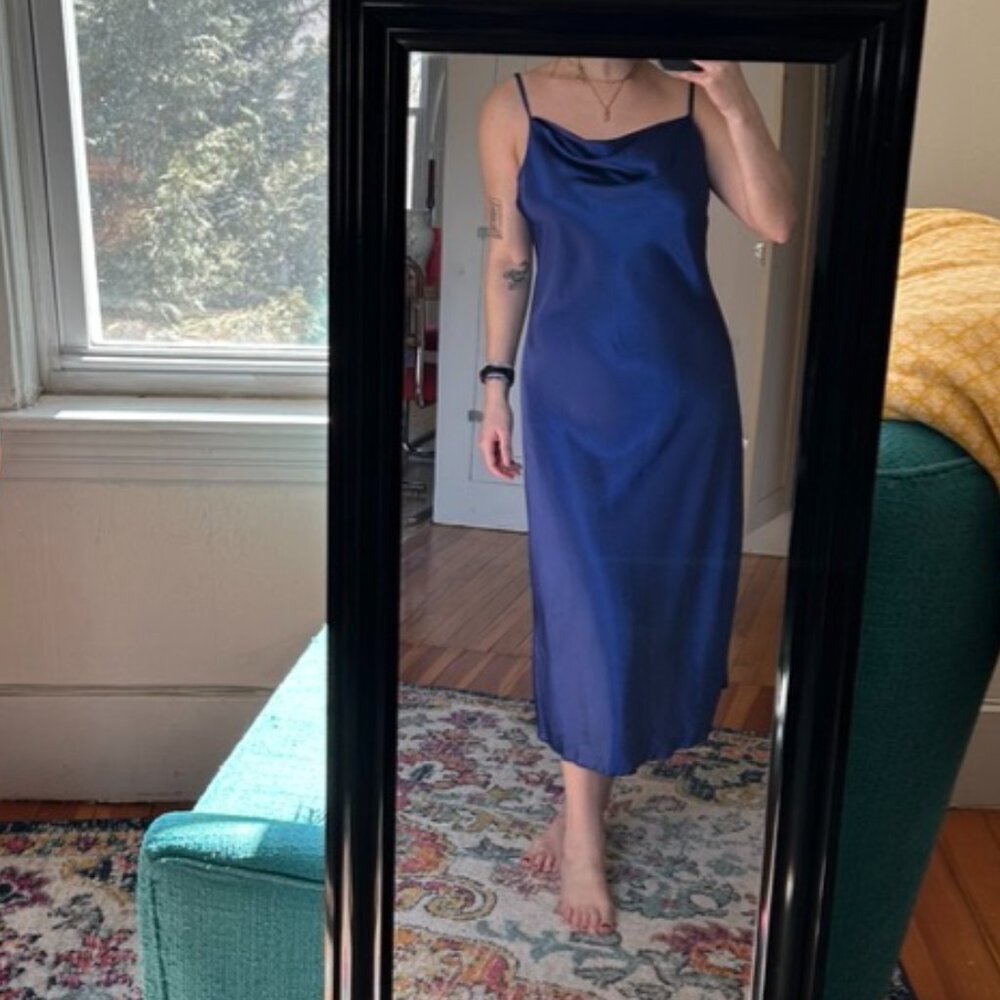 Satin blue dress
